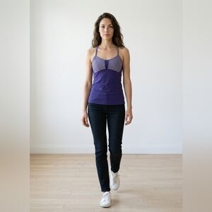 Athleta Purple Strappy Tank Top with Patterned Bust